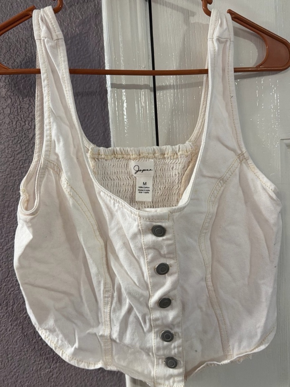 J.O.A. Cream Button-Front Cropped Camisole